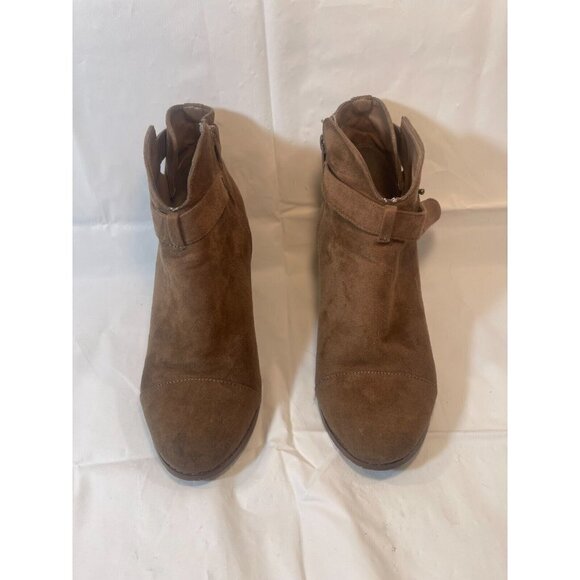 CHARLOTTE Russe Khaki Women's Ankle Faux Suede Boots Size 9 Side Zipper - Picture 2 of 14